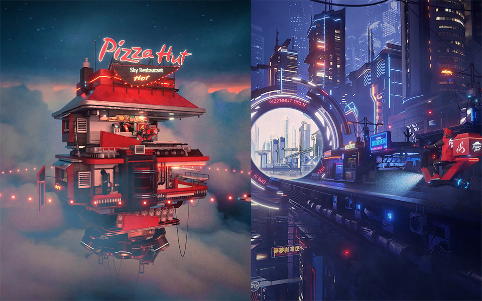 Pizza Hut IG 主題展「2060城市的時空騎遇」,數位藝術家 Jun 讓台灣建築上雲端